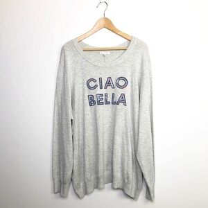 SKIES are blue, gray, scoop, neck, graphic, print sweater